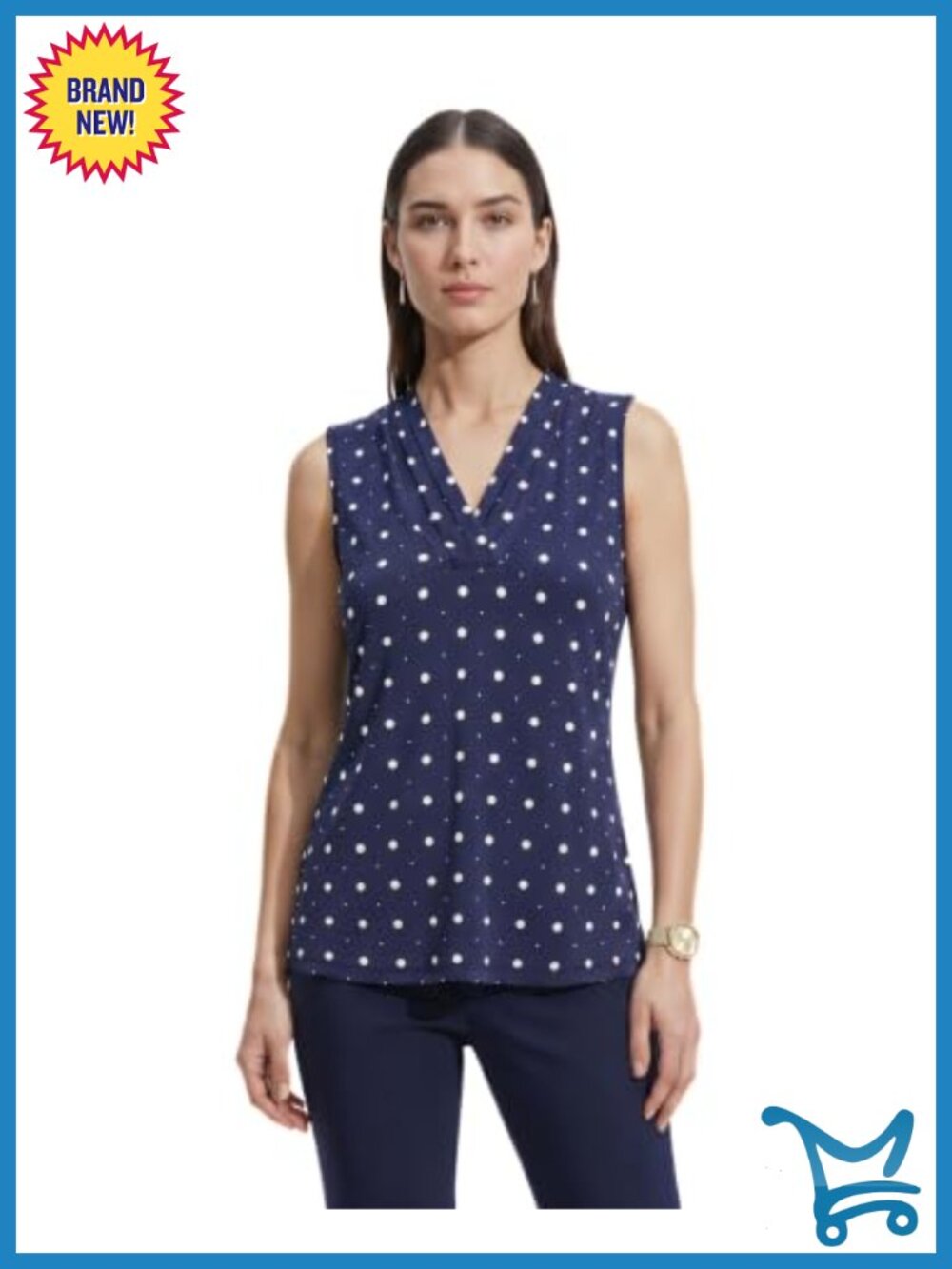 Sleeveless Pleated V-Neck Blouse Pull On Tank Top